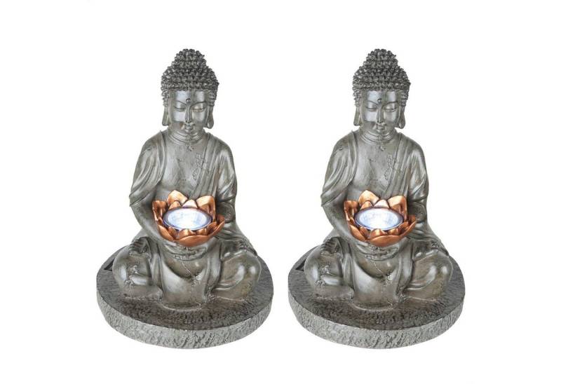 bmf-versand LED Solarleuchte Solarleuchte Garten Solarlampe Buddha 2er Set Garten Deko Außen, LED fest integriert, warmweiß, Gartenbeleuchtung von bmf-versand