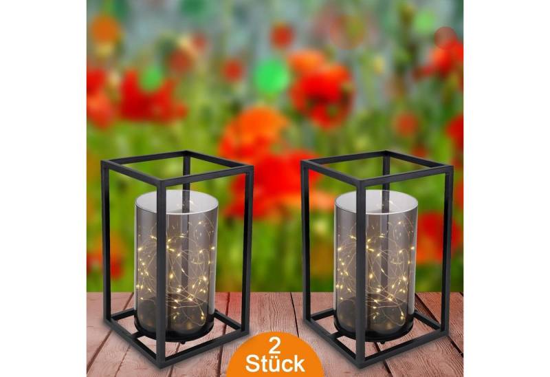 bmf-versand LED Solarleuchte Solarleuchten Garten Windlicht 2er Set Solarlampe Außen Außenleuchte, Gartendeko, LED fest integriert, warmweiß, Außenlaterne Solar von bmf-versand