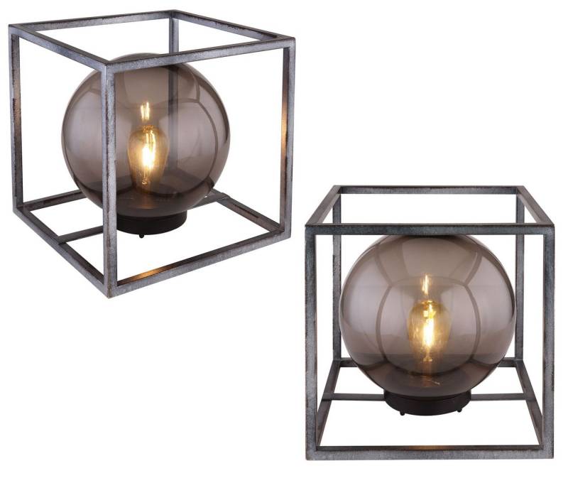 bmf-versand LED Solarleuchte Solarleuchte Garten Würfel 2er Set Rauchglas Kugel Solarlampe Außen, Gartenleuchte Solar, LED fest integriert, Warmweiß, Gartenlampe von bmf-versand