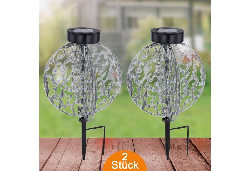 bmf-versand LED Solarleuchte Solarleuchte Garten Scheibe 2er Set 20cm Solarlampe Außen, Gartendeko, Außenleuchte, mit Schalter, LED fest integriert, warmweiß, Gartenleuchte, Dekoleuchte, Außenbeleuchtung, Gartenbeleuchtung von bmf-versand