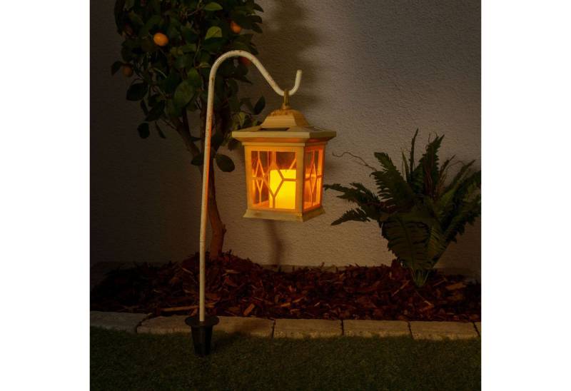 bmf-versand LED Solarleuchte Solarleuchten Garten Laterne 2er Set weiß Solarlampe Grableuchte Solar, Flackereffekt, LED fest integriert, Warmweiß, Grablicht Außenlaterne von bmf-versand