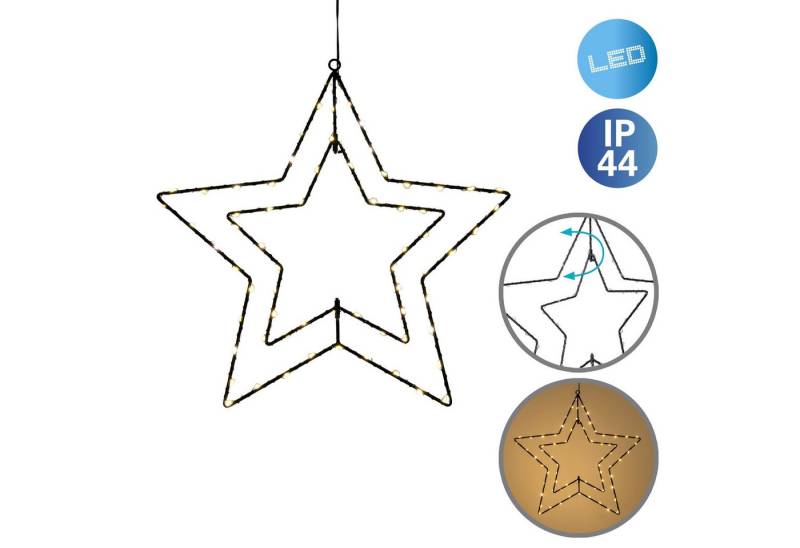 bmf-versand Lichterkette Weihnachtsstern beleuchtet für außen LED Weihnachtsbeleuchtung Stern, 70-flammig, Zuleitung 300cm von bmf-versand