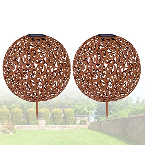 bmf-versand Solarlampe für Außen Stehend Kugel 2er Set – Solarleuchte Garten Durchmesser 28 cm – Außenleuchte Gartenlampe LED – Leuchte Solar Aussenlampe IP 44 Lichtspiel Metall Rostfarben Erdspieß bmf-versand Solarlampe für Außen Stehend Kugel 2er Set – Solarleuchte Garten Durchmesser 28 cm – Außenleuchte Gartenlampe LED – Leuchte Solar Aussenlampe IP 44 Lichtspiel Metall Rostfarben Erdspieß von bmf-versand