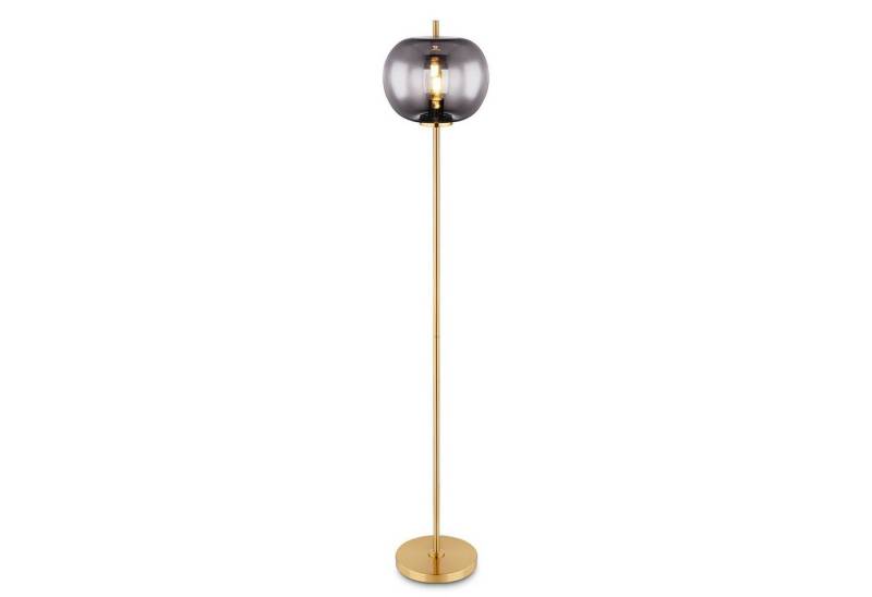 bmf-versand Stehlampe Stehlampe Wohnzimmer Messingfarben Rauchglas Stehleuchte Schlafzimmer, Leuchtmittel wechselbar von bmf-versand