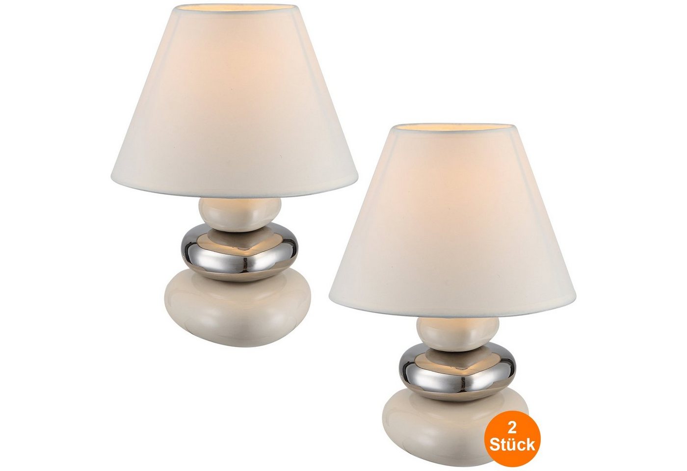 bmf-versand Tischleuchte Nachttischlampe 2er Set Modern Schlafzimmer Tischlampe Lampenschirm, mit Schalter, beige, ohne Leuchtmittel, Lichtfarbe ist abhängig vom Leuchtmittel, Wohnzimmer, Esszimmer, Küche, Flur, Nachttischleuchte von bmf-versand