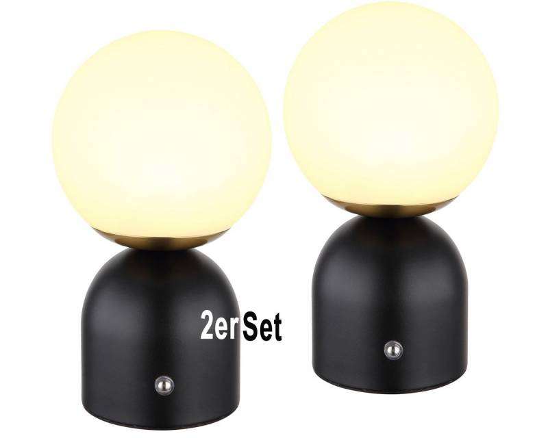 bmf-versand Tischleuchte Nachttischlampen 2er Set kabellos mit Akku Touch Dimmer Tischlampe, Touchdimmer, LED fest integriert, Farbwechsler, Nachttischleuchten von bmf-versand