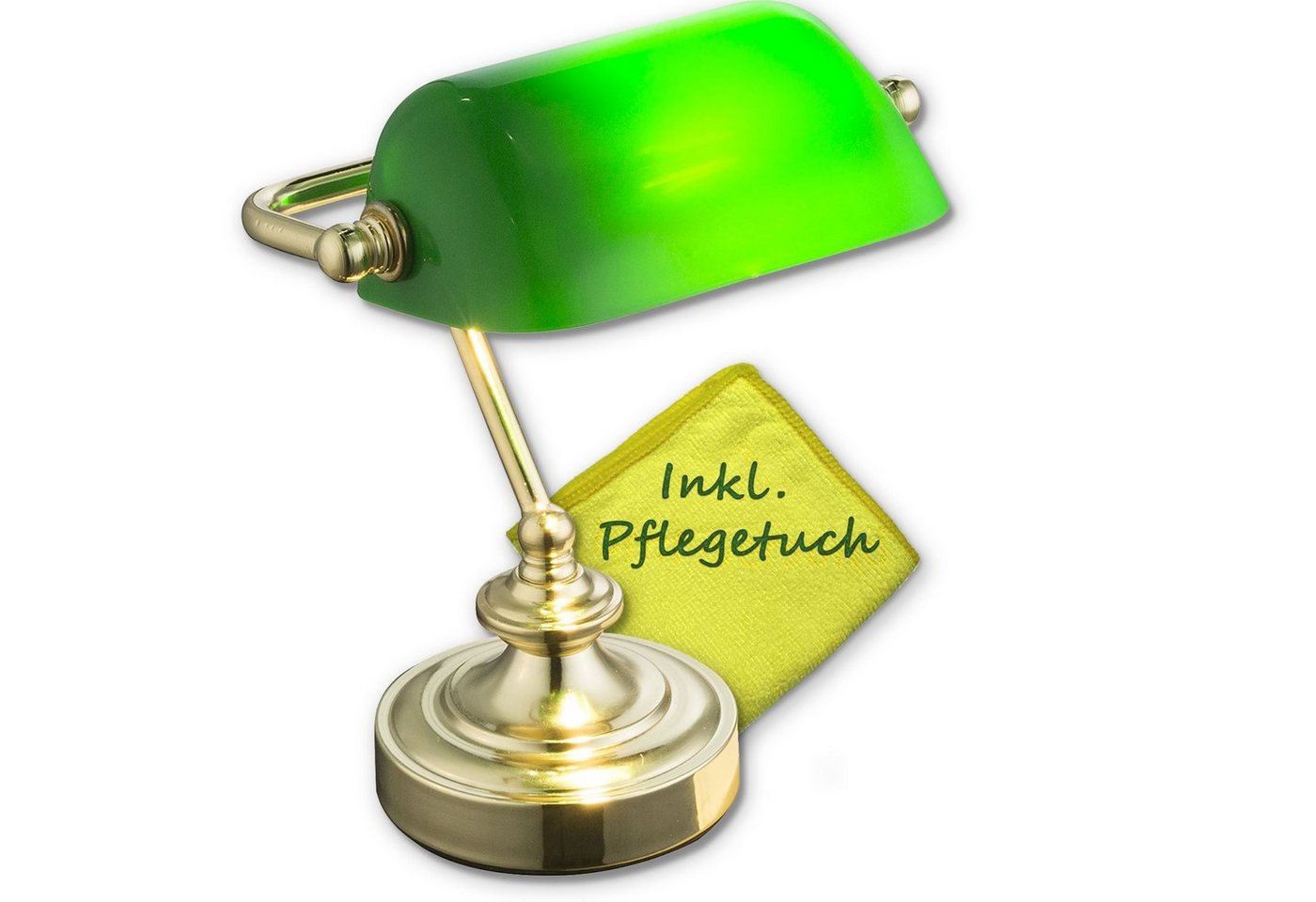 bmf-versand Tischleuchte Schreibtischlampe grün Schirm Retro Tischlampe Banker Lampe, mit Pflegetuch, ohne Leuchtmittel, Lichtfarbe ist abhängig vom Leuchtmittel, Wohnzimmer, Schlafzimmer, Esszimmer, Küche, Flur, Schreibtischleuchte von bmf-versand