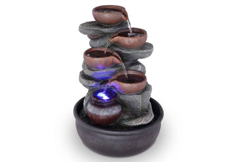 bmf-versand Zimmerbrunnen Zimmerbrunnen mit Beleuchtung und Wasser Tischbrunnen Kugel LED RGB, 25,00 cm Breite, Farbwechsel von bmf-versand