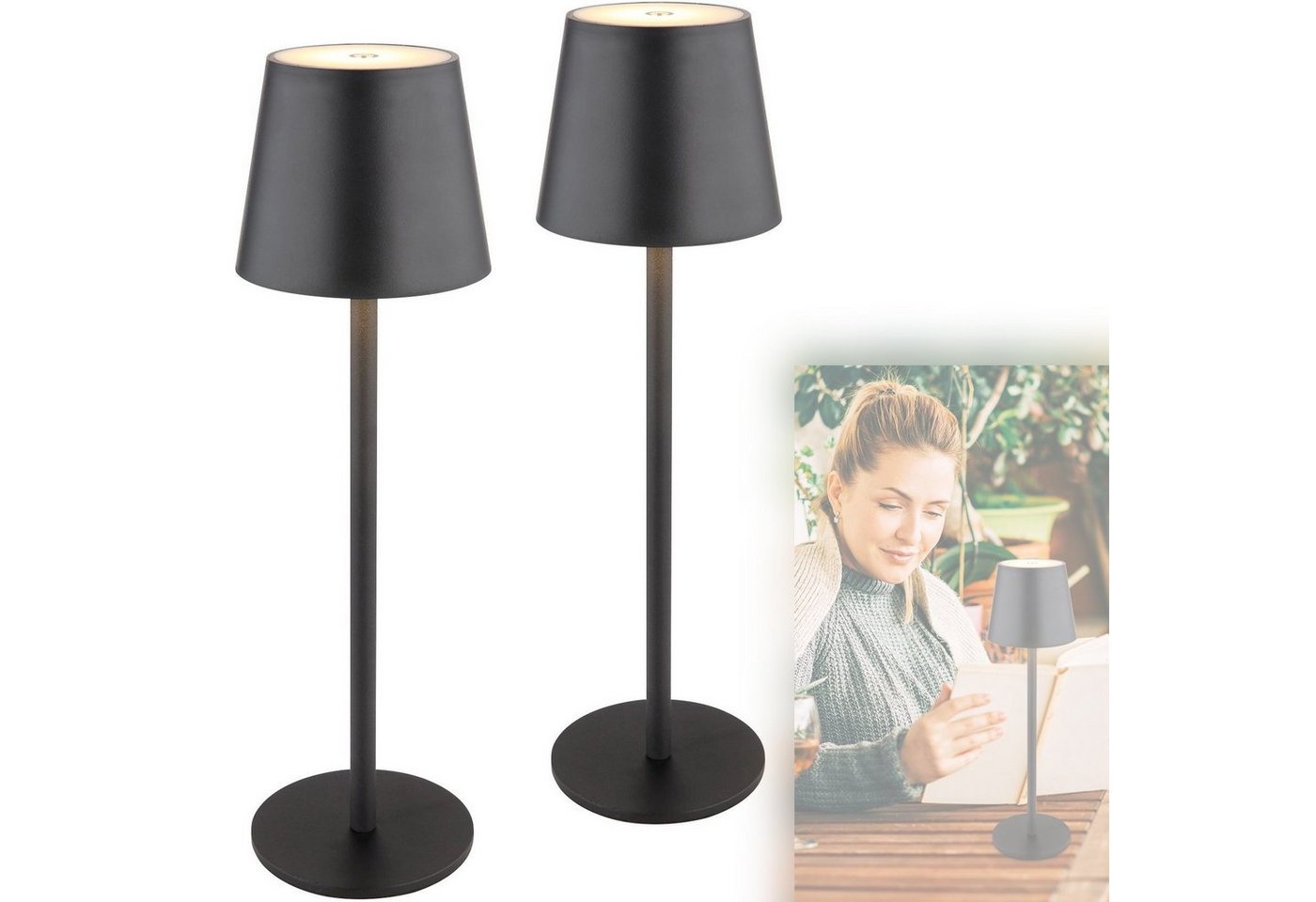 bmf-versand Tischleuchte Tischlampe kabellos mit Akku 2er Set Touch Dimmer LED Tischleuchte, Touchdimmer, LED, Warmweiß, Nachttischlampe bmf-versand Tischleuchte Tischlampe kabellos mit Akku 2er Set Touch Dimmer LED Tischleuchte, Touchdimmer, LED, Warmweiß, Nachttischlampe von bmf-versand