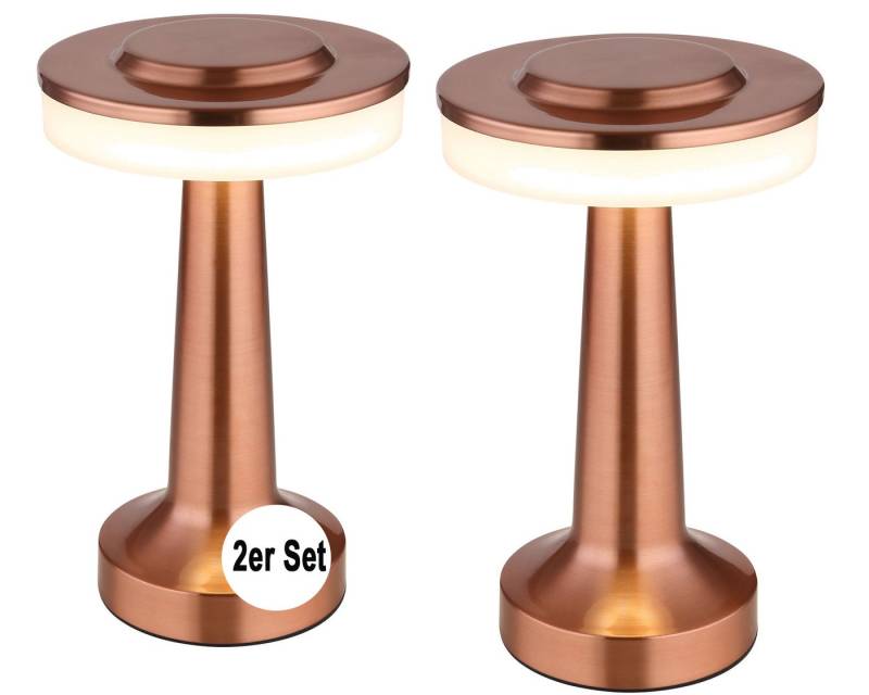 bmf-versand Tischleuchte Tischlampe kabellos mit Akku 2er Set Touch Dimmer Tischleuchte Kupfer von bmf-versand