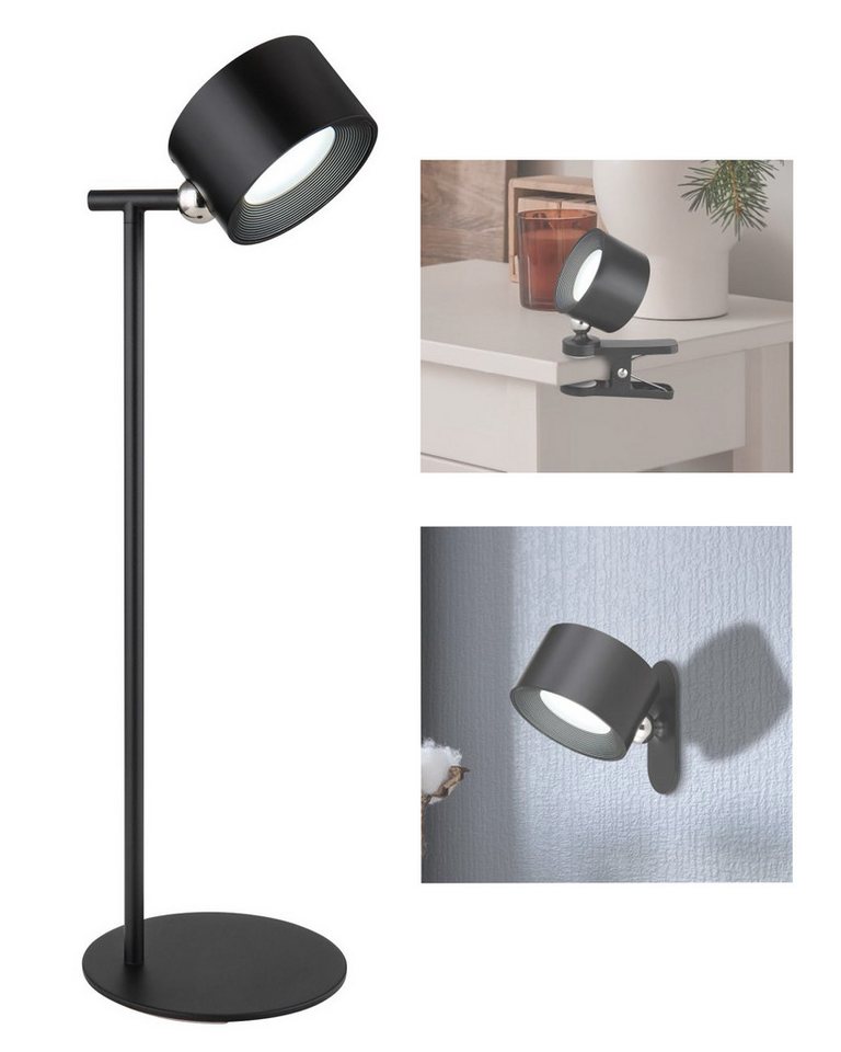 bmf-versand Tischleuchte Tischlampe kabellos mit Akku 4in1 Wandleuchte ohne Stromanschluss LED, Touchdimmer, LED fest integriert, Farbwechsler, Klemmleuchte, ohne Kabel, Nachttischlampe, Schreibtischlampe von bmf-versand