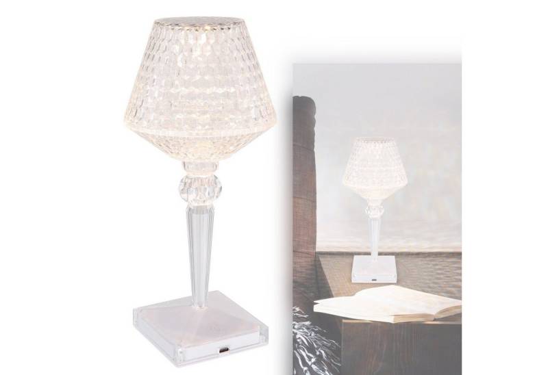 bmf-versand Tischleuchte Tischlampe kabellos mit Akku Touch Dimmer Kristall Tischleuchte, Farbwechsel, dimmbar, LED fest integriert, Farbwechsler, Kristalllampe Nachttisch von bmf-versand