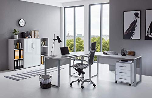 bmg-moebel.de Homeoffice Büromöbel Komplettset Office Edition Set 2 in Lichtgrau/Weiß Matt Made in Germany von bmg-moebel.de