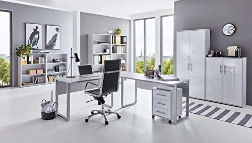 bmg-moebel.de Homeoffice Büromöbel Komplettset Office Edition Set 6 in Lichtgrau/Weiß Matt Made in Germany von bmg-moebel.de