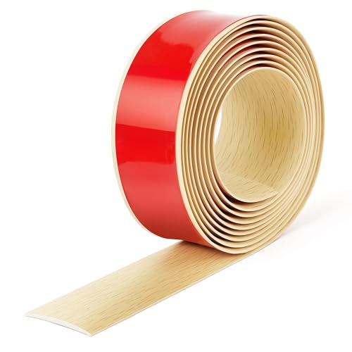 Bnell Boden-Übergangsstreifen, selbstklebende Bodenbelag-Übergänge, Laminat-Bodenstreifen, Vinylboden, flache Trennstreifen zum Verbinden von Bodenspalten (10 m, 5,1 cm, Ahornmaserung) von bnell