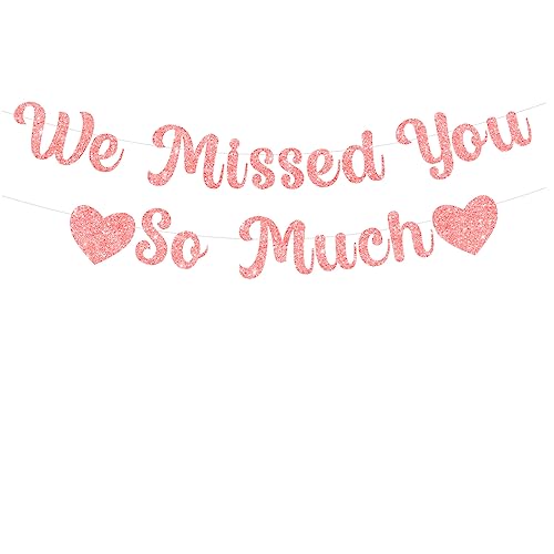 bng-bng Banner mit Aufschrift "We Missed You So Much", Roségold, Willkommensdekoration, Banner, Flagge, Glitzer-Wimpelkette, Hintergrund für Willkommensrücken, Willkommensfeier, Babyparty, von bng-bng