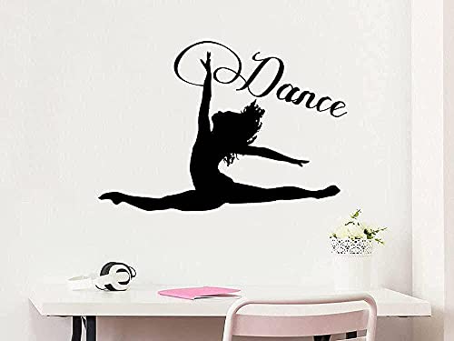 Wandaufkleber Abnehmbare PVC Kunst Wandtattoo Tanz Frau Mädchen Silhouette Tanz Gymnastik Akrobatik 83X57 cm von bnkrtopsu