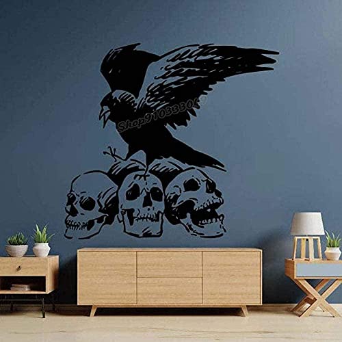 Wandaufkleber Abnehmbare PVC Wandtattoo Krähe Schädel Wandaufkleber Krähe Krähe Kirby Wings Vogel Wandaufkleber Kleber Aufkleber Schlafzimmer Dekoration Tapete 57X62 cm von bnkrtopsu