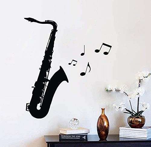 Wandaufkleber PVC Abnehmbare Wandtattoo Saxophon Musikzimmer Musikinstrument Kindergarten Innendekoration 26x59cm von bnkrtopsu