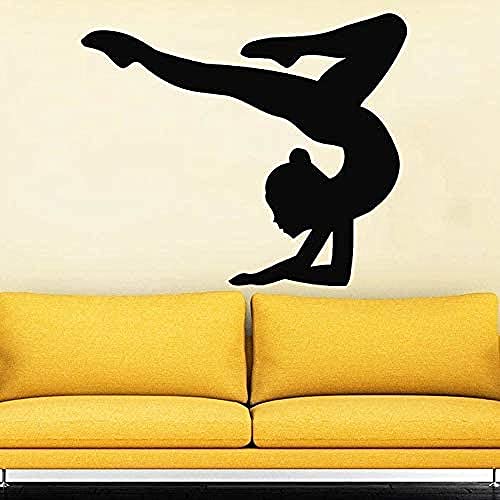 Wandaufkleber PVC Abnehmbare Wandtattoo Turnerin Sport Mädchen Gymnastik Tanzstudio Dekoration Familie Baby Mädchen Kinderzimmer Dekoration Schwarz 68X57cm von bnkrtopsu