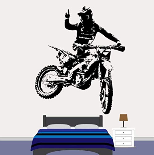 Wandaufkleber PVC Abnehmbarer Wandtattoo Motocross Cool Style Boy Schlafzimmer Wandaufkleber 67x57cm von bnkrtopsu