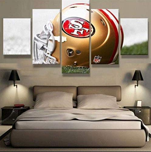 bnkrtopsu 5 Wandkunst Stück Leinwand 5 Leinwandbilder auf Leinwand für Heimdekoration und Poster San Francisco 49ers Team Football (150x80cm Rahmenlos) von bnkrtopsu