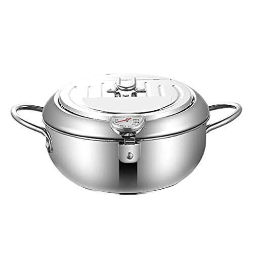 Frittiertopf Fritteuse Pfanne mit Thermometer Edelstahl Ölabtropfer von bnsggl