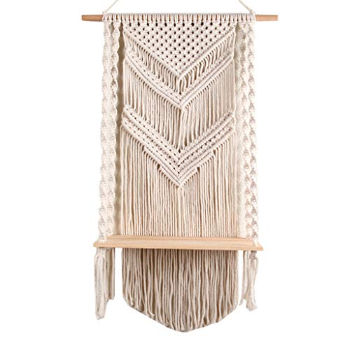 bnsggl Wandregal gewebt Home Wall Decor Holz schwimmendes Hängeregal Baumwollseil für Wohnzimmer Dekoration von bnsggl