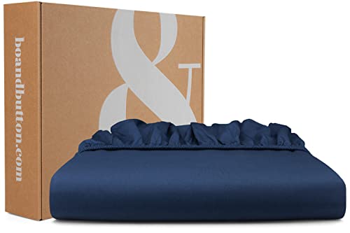 bo&button® Mako Satin Spannbettlaken | Echte Bio Luxusqualität | ALLE GRÖßEN für Matratzen & Boxspringbett Topper | 100% Baumwolle, GOTS & Fairtrade | 140x200 cm (für Topper), Navy Blau von bo&button