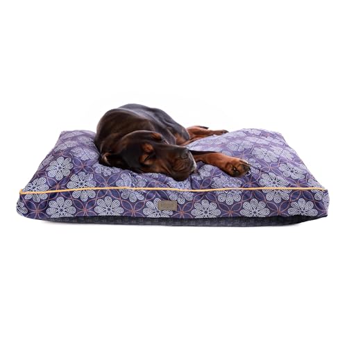 Bo & Flash Design Hundekissen für kleine Hunde – Trendige Liegematte Madison – Waschbar und ohne Schadstoffe – Liegekissen Flach mit Anti-Rutsch-Beschichtung – M 50 X 80 X 10 cm – Matthias von bo&flash