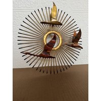 Curtis Jere Vögel Über Der Sonne Sunburst Mid Century Modern Brutalist Skulptur Wandbehang Kunst von bobertyork