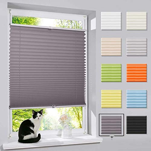 bobodeco Plissee ohne Bohren Klemmfix Faltrollo Jalousie Anthrazit 70x150cm (BxH), Plisseerollo Sichtschutz und Sonnenschutz Blickdicht Easyfix lichtdurchlässig Rollo für Fenster & Tür von bobodeco