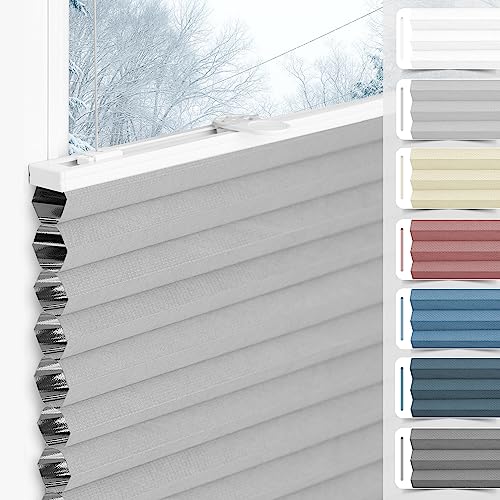 bobodeco Wabenplissee Plissee ohne Bohren Verdunkelung Klemmfix Thermo Verdunklungsplissee, Hellgrau-Weiß 90x100 cm(BxH), 100% Verdunkelnd & Sicht- & Schallschutz, Wärmeisolierung für Fenster & Tür bobodeco Wabenplissee Plissee ohne Bohren Verdunkelung Klemmfix Thermo Verdunklungsplissee, Hellgrau-Weiß 90x100 cm(BxH), 100% Verdunkelnd & Sicht- & Schallschutz, Wärmeisolierung für Fenster & Tür von bobodeco