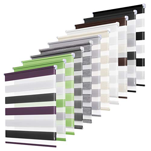 bobodeco Doppelrollo klemmfix ohne Bohren Duo Rollos für Fenster mit Klemmträger, Fensterrollo lichtdurchlässig & verdunkelnd Sichtschutz- Weiß Lila Anthrazit B40 x H120cm (Stoffbreite 36cm) von bobodeco