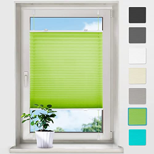 bobodeco Plissee ohne Bohren Plissees Klemmfix - Grün 90 x 130 cm (BxH) - Easyfix Plisseerollo Jalousie Faltrollo Blickdicht - Sichtschutz - Sonnenschutz Fertifplissee - Rollos für Fenster und Tür von bobodeco