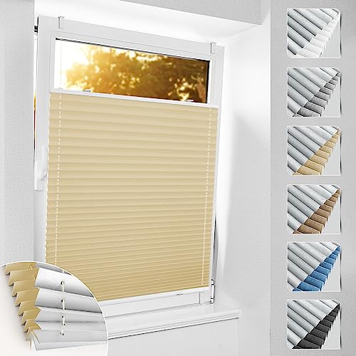 bobodeco Plissee ohne Bohren Verdunkelung Klemmfix, Hellbeige 55x110 cm(BxH) Thermo Plissees 100% Verdunkelnd & lichtundurchlässig Plisseerollo, Sichtschutz und Sonnenschutz für Fenster & Tür bobodeco Plissee ohne Bohren Verdunkelung Klemmfix, Hellbeige 55x110 cm(BxH) Thermo Plissees 100% Verdunkelnd & lichtundurchlässig Plisseerollo, Sichtschutz und Sonnenschutz für Fenster & Tür von bobodeco