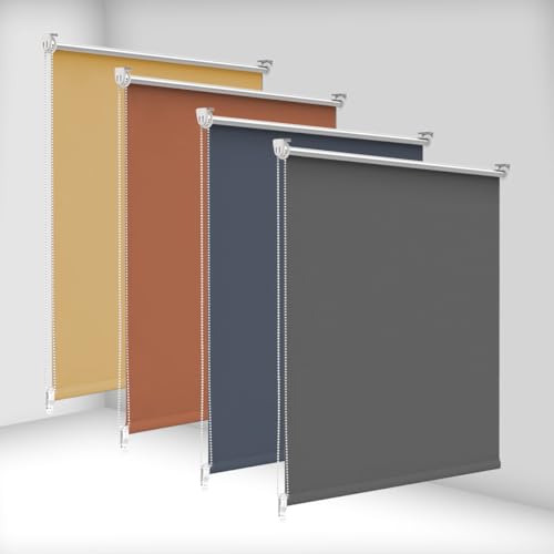 bobodeco Verdunklungsrollo ohne Bohren & mit Bohren Verdunkelungsrollo Klemmfix, Dunkelgrau B65 x H120cm (Stoffbreite 60cm), Thermorollo Sichtschutz Sonnenchutz, Rollos Hitzeschutz für Fenster & Tür von bobodeco