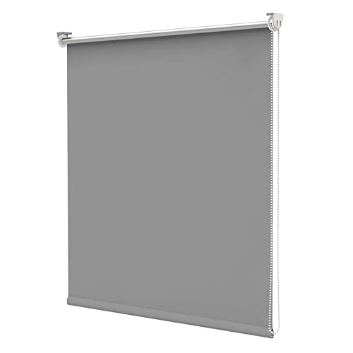 bobodeco Verdunklungsrollo ohne Bohren & mit Bohren, Verdunkelungsrollo Klemmfix, Hellgrau 100x220cm (BxH), Thermorollo Sichtschutz und Sonnenchutz, Rollos Hitzeschutz für Fenster & Tür von bobodeco