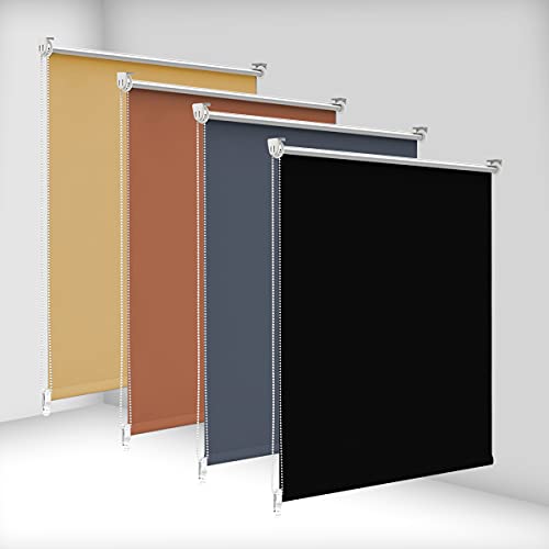 bobodeco Verdunklungsrollo ohne Bohren & mit Bohren, Verdunkelungsrollo Klemmfix, Schwarz 115x150cm (BxH), Thermorollo Sichtschutz und Sonnenchutz, Rollos Hitzeschutz für Fenster & Tür von bobodeco