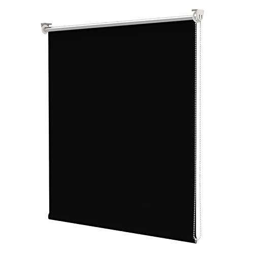 bobodeco Verdunklungsrollo ohne Bohren & mit Bohren, Verdunkelungsrollo Klemmfix, Schwarz 50x140cm (BxH), Thermorollo Sichtschutz und Sonnenchutz, Rollos Hitzeschutz für Fenster & Tür von bobodeco