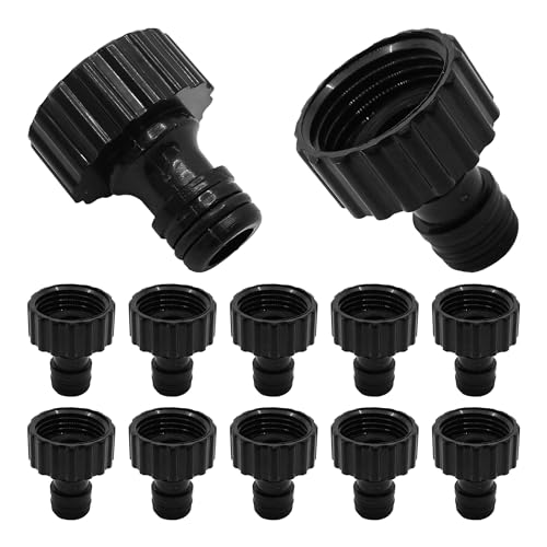 bociloy 12 x Gartenschlauch-Schnellverbindungsarmaturen, 3/4 Zoll GHT Innengewinde, schwarzer Kunststoff-Wasserschlauch-Adapter für Bewässerung und Bewässerung im Freien von bociloy