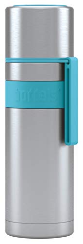 Isolierflasche HEET 500ml – Thermoflasche aus Edelstahl, Doppelwandig, Vakuum-Isolierte Thermoskanne mit Becher, Auslaufsicher, BPA-frei, Hält 12h warm, 360° Verschluss, Trageschlaufe (Türkisblau) von boddels