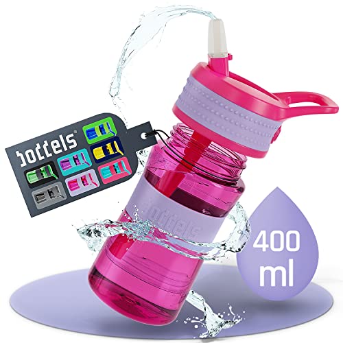 boddels Kinder Trinkflasche mit Strohhalm und rutschfestem Griff | 400 ml | Trinkflasche Kinder auslaufsicher, bruchsicher | Wasserflasche Kindergarten, Schule, Sport | Kindertrinkflasche | BPA-frei von boddels