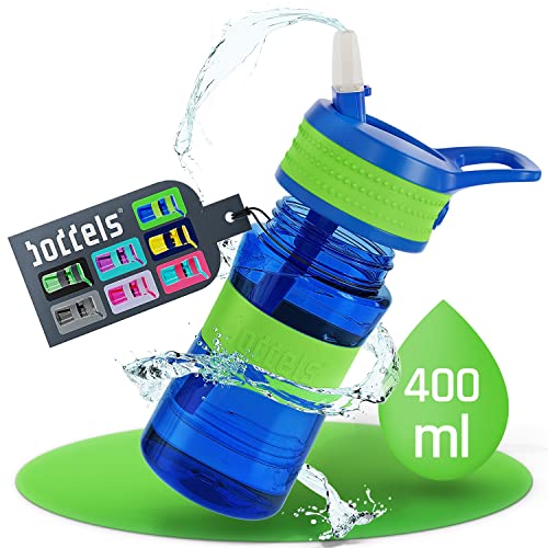 boddels Kinder Trinkflasche mit Strohhalm und rutschfestem Griff | 400 ml | Trinkflasche Kinder auslaufsicher, bruchsicher | Wasserflasche Kindergarten, Schule, Sport | Kindertrinkflasche | BPA-frei von boddels