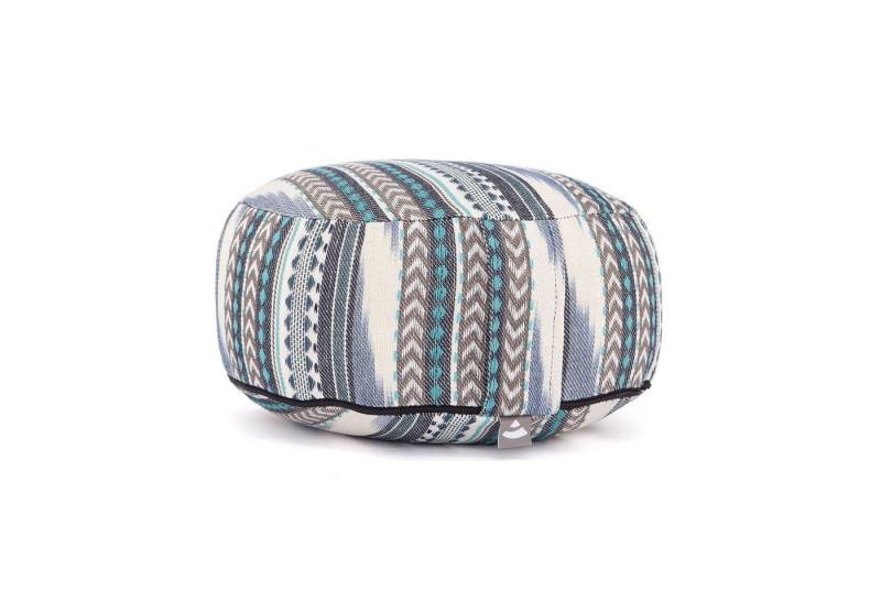 bodhi Meditationskissen Meditationskissen RONDO, ETHNO Collection, Ikat-Webstoff, schwarz-weiß-blau gemustert von bodhi