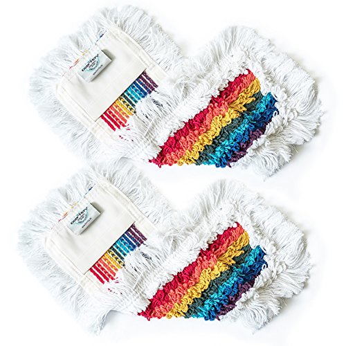 boertlay 40 cm 2 Stück Regenbogen Bodenwischer Wischmopp-Parkett Profi Hochleistungs Baumwollmopp-Wischbezug aus Reiner Baumwolle Mop, Rainbow von boertlay