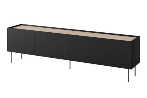 bogart Design TV-Schrank, 220 cm, viertürig, auf Metallbeinen, mit Vier Schränken und Regalen, Wohnzimmerschrank, Fernsehtisch, TV-Möbel von bogart