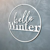 Hello Winter Metallring Weiß, Weihnachtsdeko Türkranz von bohlingsteeldesign