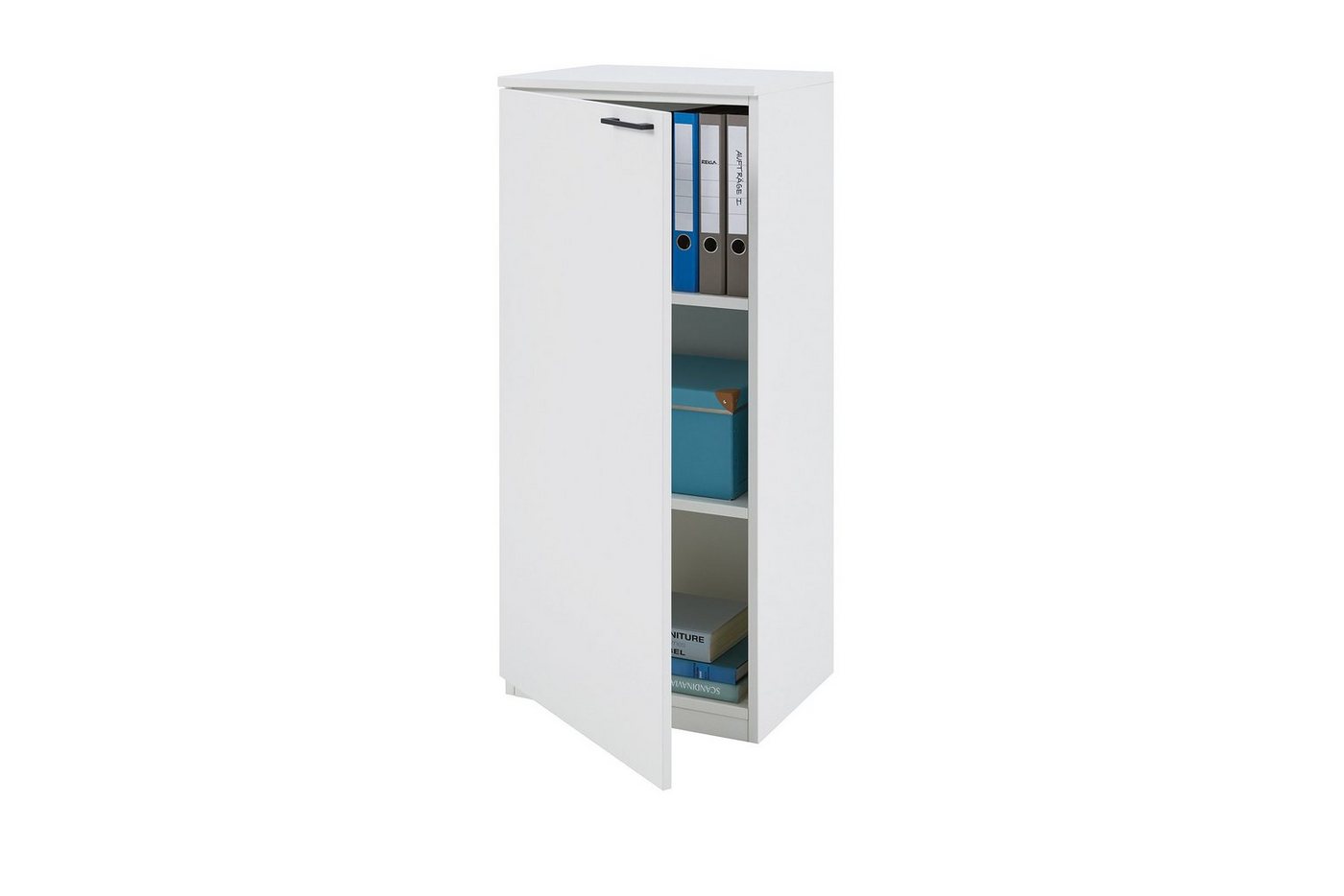 boho office® Aktenschrank be.smart 40 cm breit Tür links in weiß mit schwarzem Griff von boho office®