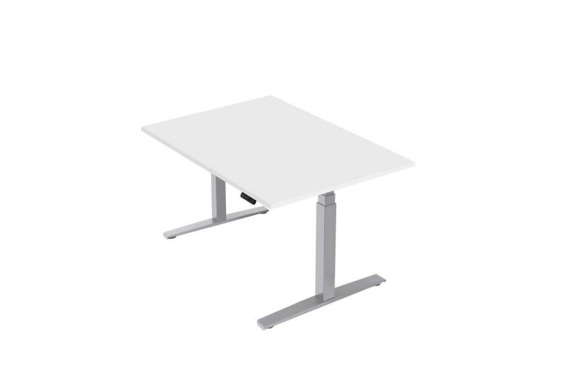 boho office® Schreibtisch Basic Line, Silber höhenverstellbar 80 mm/Sek, Tischplatte Lichtgrau 120 x 80 cm von boho office®